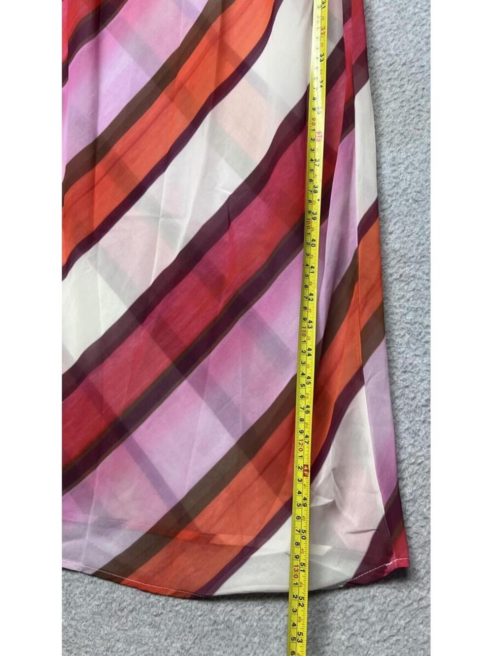 Motel Anira Maxi Dress Pink Chiffon Sheer Stripe Cowl Neck M Y2K Festival 70s - Picture 4 of 13